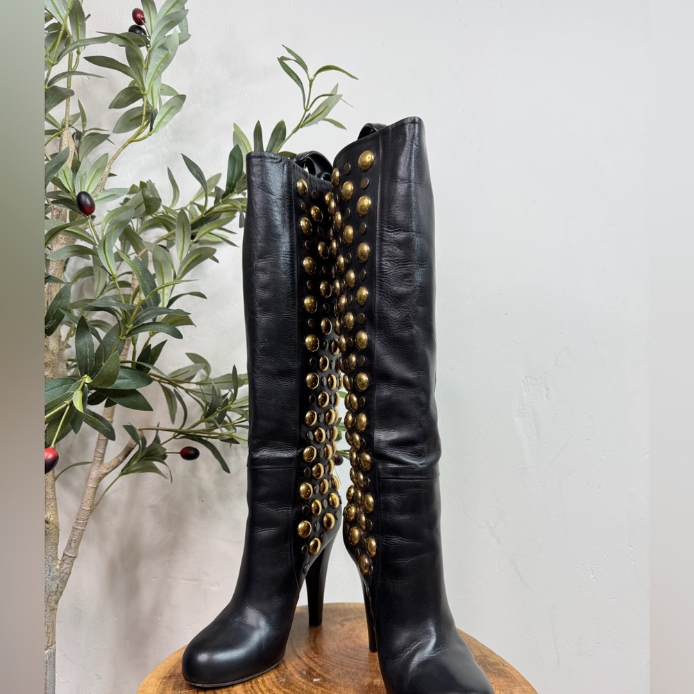 Gucci Black Leather Studded Boots size 36 best fit 5.5 - Picture 3 of 8